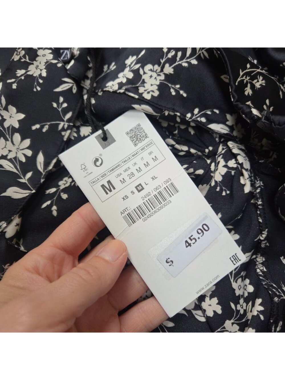 NWT Zara Black Floral Midi Skirt Career Cocktail Women's M - Picture 8 of 11